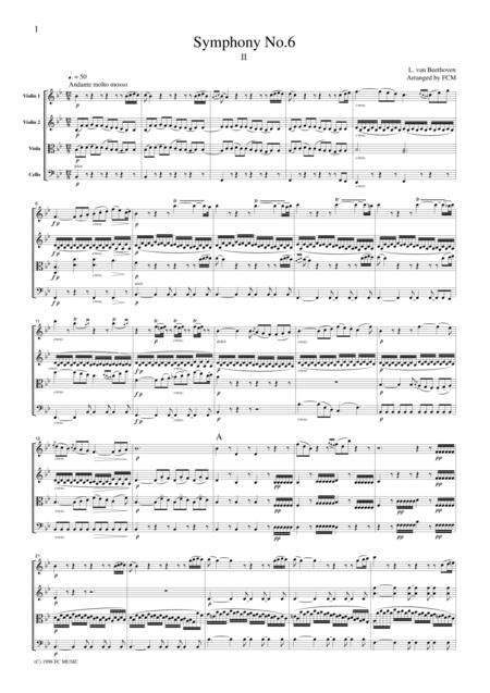 Beethoven  Symphony No.6 (Pastoral), 2nd Mvt., For String Quartet, CB006